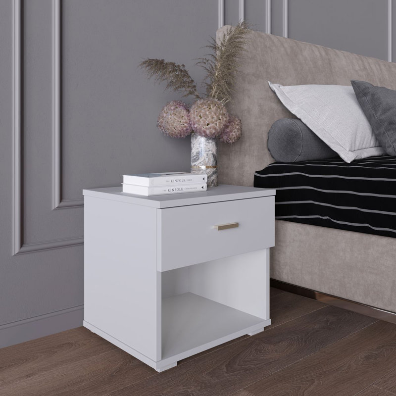 Boyd Sleep Novara 1 Drawer Low Profile Nightstand White